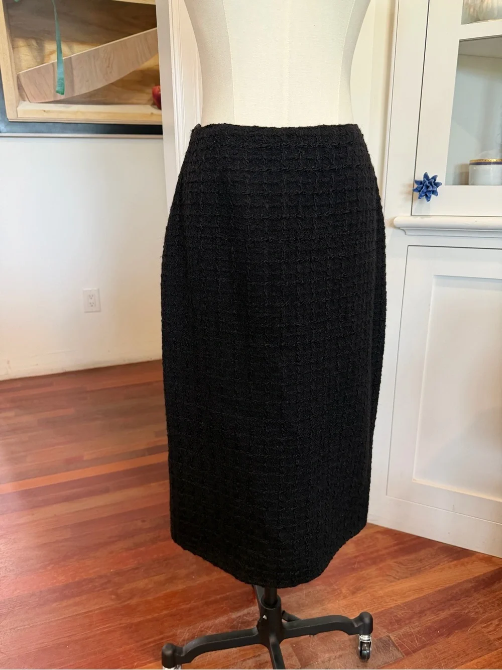 CHANEL Black Textured Pencil Skirt